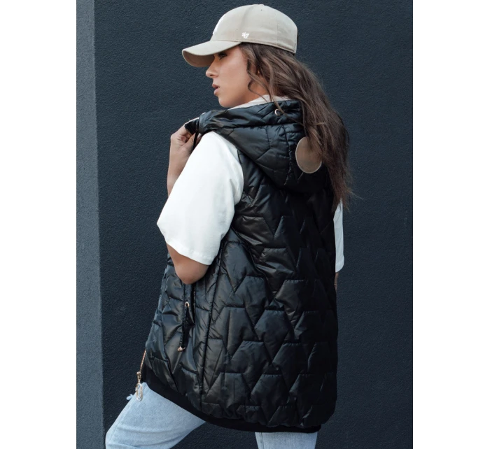 Dámská prošívaná vesta s kapucí COLINE černá FashionStreet TY4462 Dámská prošívaná vesta s kapucí COLINE černá FashionStreet TY4462