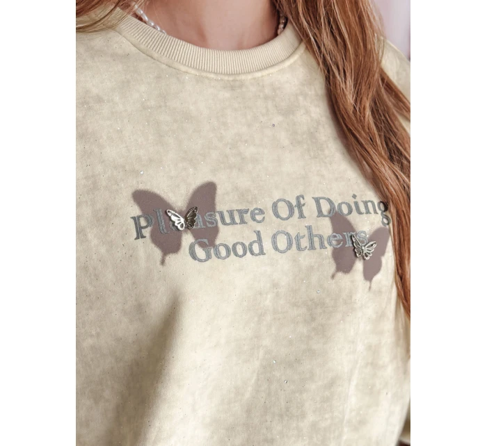 Dámská oversize mikina s kravatou v barvě  ecru Dstreet model 21988051 - FashionStreet