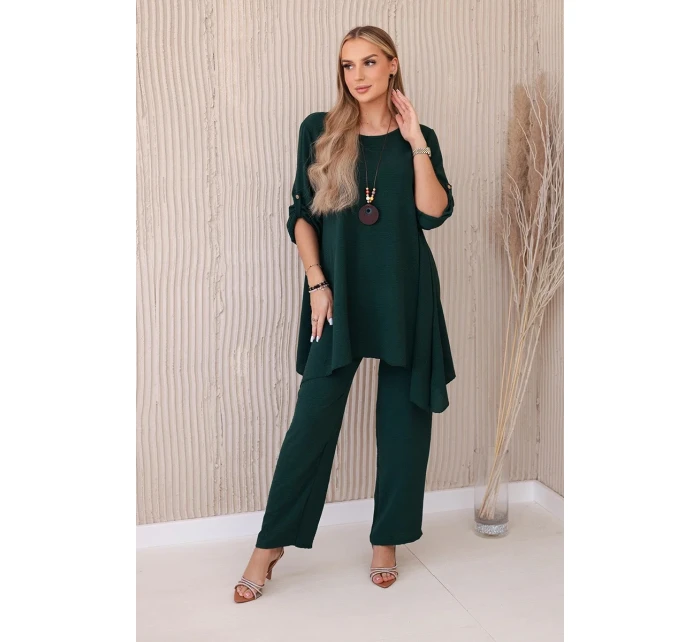 Sada halenky + kalhot s přívěskem tmavě zelená