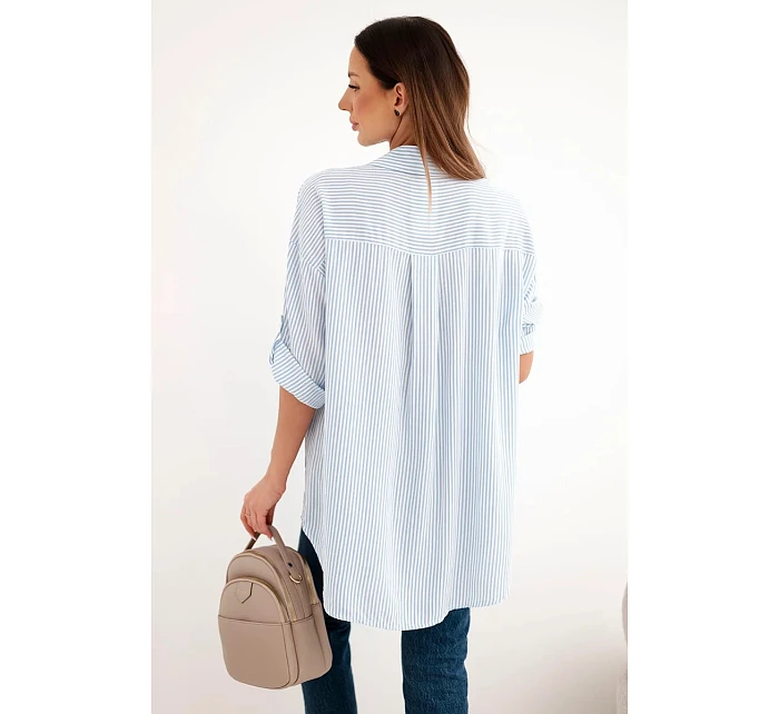 Dámská viskózová košile s krajkovými rukávy a límečkem béžová