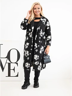 Elegantní dámský plášť Plus Size s límci leopardí černý