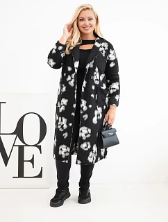 Elegantní dámský plášť Plus Size s límci leopardí černý