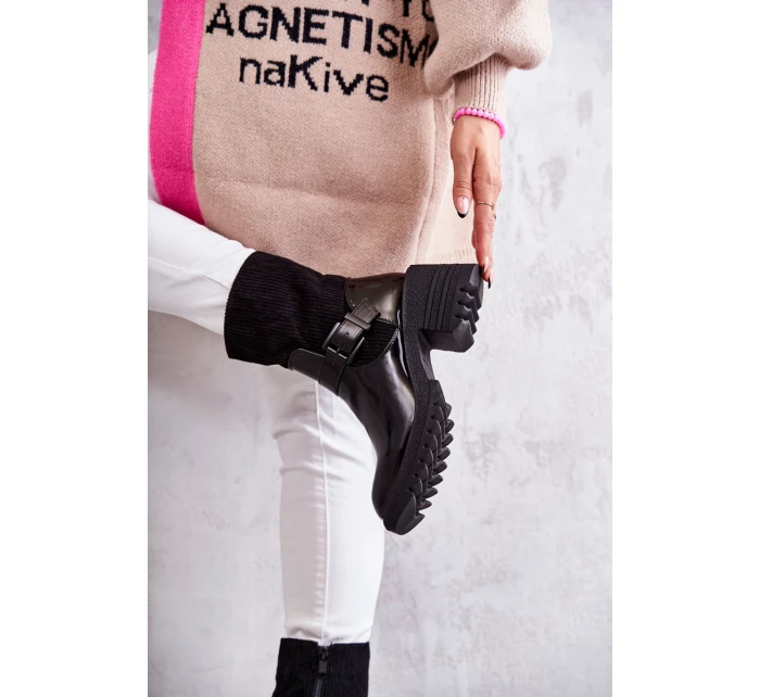 Dámské Teplé Kozačky Na Podpatku černé model 21596774 - Boto