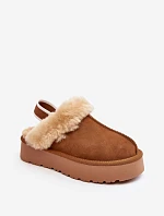 Kožené Semišové Pantofle Dámské Na Platformě S Kožíškem Camel Sophienne
