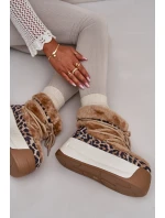 Kožené Dámské Sněhule Na Silné Podešvi S Kožešinou Panteřa Big Star OO274A207 Hnědé Kožené Dámské Sněhule Na Silné Podešvi S Kožešinou Panteřa Big Star OO274A207 Hnědé