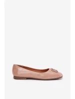 Lakované Elegantní Dámské Baletky S Ozdobným Detalem Béžové model 21690626 - VINCEZA