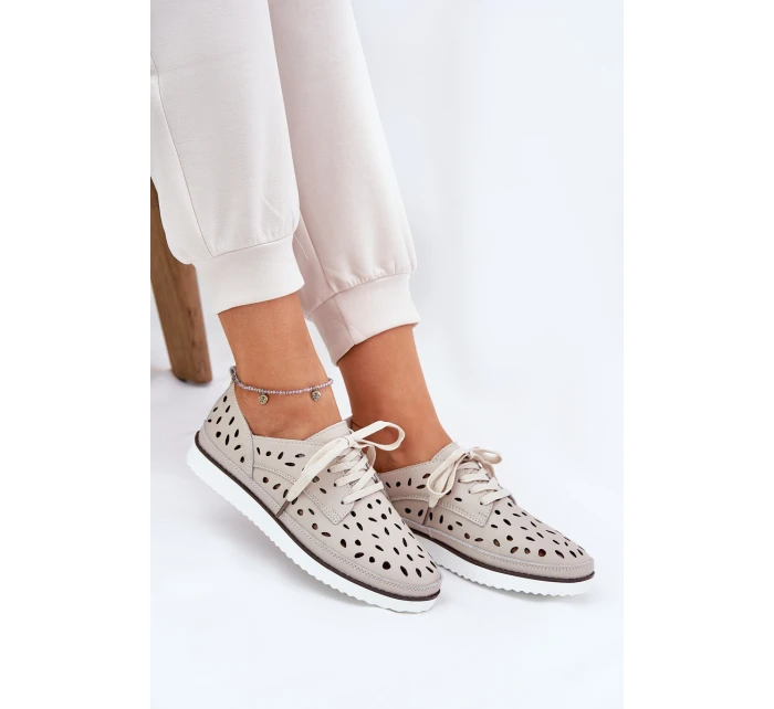 Dámské Kožené Polobotky S.Barski LR51-610 Béžové