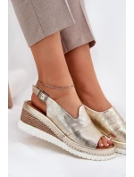 Dámské Kožené Sandály Na Klínu Artiker 56C0920 Zlaté