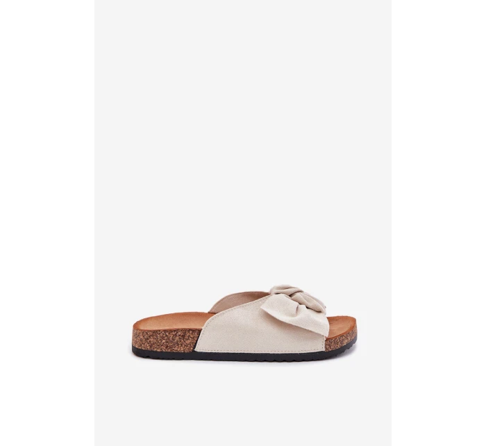 Dámské sandály na korkové podrážce s mašlí béžové model 21701462 - Boto