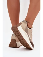 Dámské sneakers na platformě Big Star SS274002 HI-POLY SYSTEM Béžové Dámské sneakers na platformě Big Star SS274002 HI-POLY SYSTEM Béžové