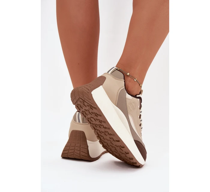 Dámské sneakers na platformě Big Star SS274002 HI-POLY SYSTEM Béžové Dámské sneakers na platformě Big Star SS274002 HI-POLY SYSTEM Béžové