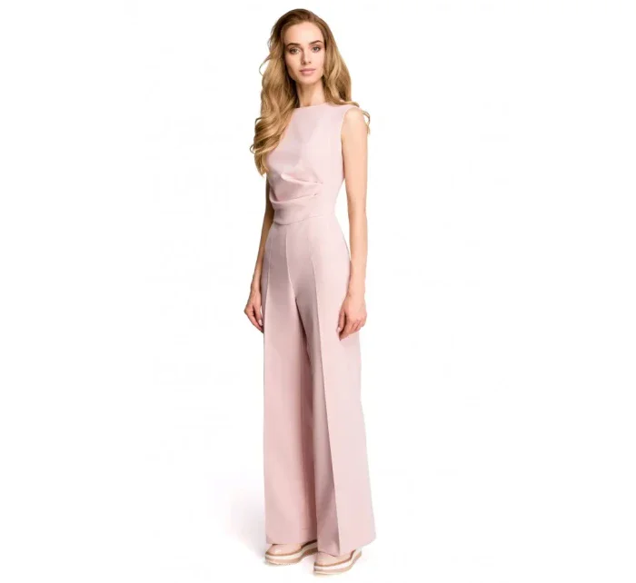 S115 Overal se širokými nohavicemi - pudrový