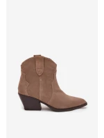 Dámské kovbojské kotníkové boty z přírodní velurové kůže Beretta – béžové