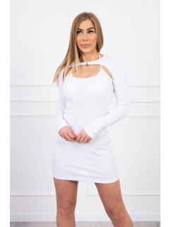 Pruhované vypasované šaty bílé
