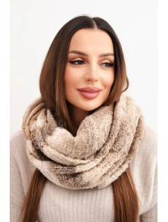 Dámský pletený melírovaný jemný šál na zimu KN20 béžový