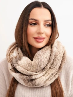 Dámský pletený melírovaný jemný šál na zimu KN20 béžový