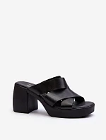 Zazoo 40373 Kožené sandály na podpatku černé