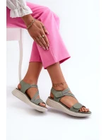 Dámské pohodlné sandály na suchý zip zelená Eladora Dámské pohodlné sandály na suchý zip zelená Eladora