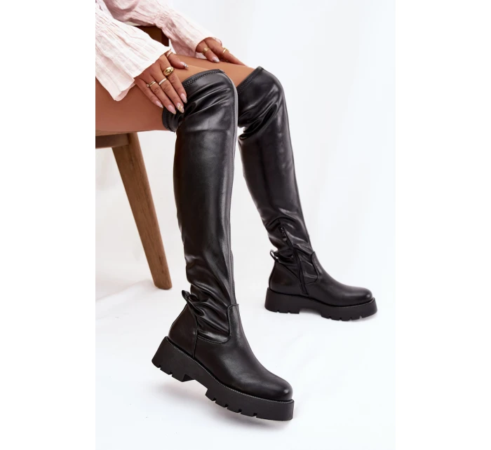 Dámské kozačky nad kolena s  – černé model 21848642 - Kesi