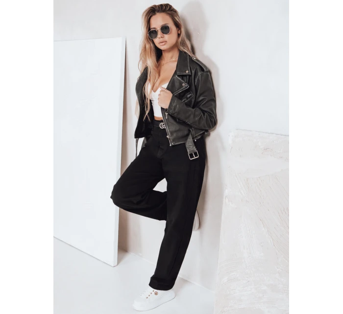 Dámské široké černé džíny FashionStreet UY2760