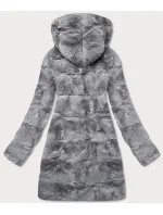 Šedá dámská bunda-kožíšek s kapucí (br9741-9) Šedá dámská bunda-kožíšek s kapucí (br9741-9)