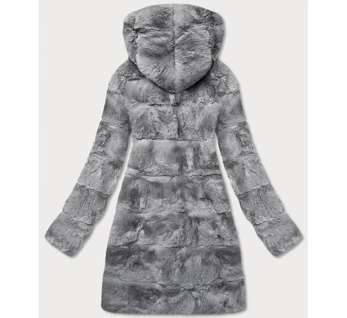 Šedá dámská bunda-kožíšek s kapucí (br9741-9) Šedá dámská bunda-kožíšek s kapucí (br9741-9)