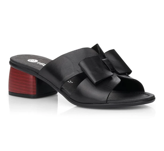 Dámské kožené žabky na klínku černé Remonte R8759-01