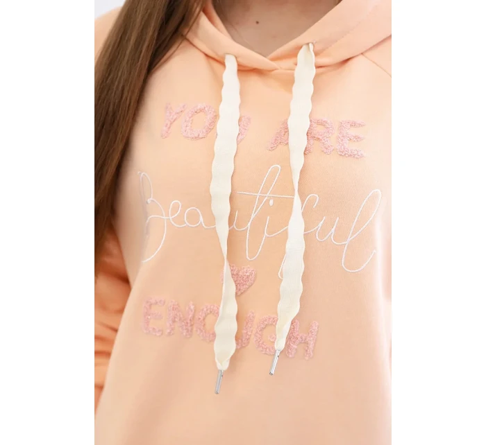 Bavlněná mikina s kapucí broskev Bavlněná mikina s kapucí broskev