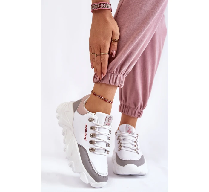 Dámské Tenisky na platformě model 21603148 Bíle - Cross Jeans