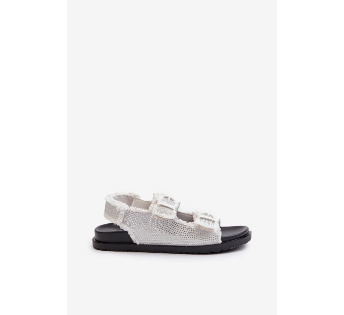 Dámské bílé zdobené džínové sandály model 21657662 - Boto