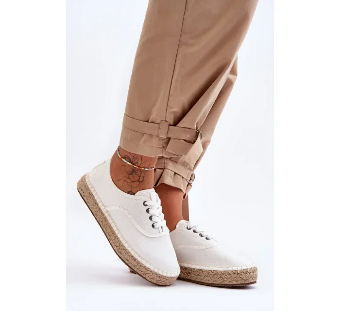 Šněrovací Espadryly Big Star Bílé Šněrovací Espadryly Big Star Bílé