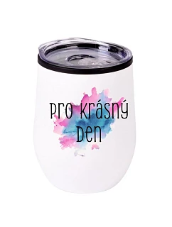 Termohrnek "bowl" - Akvarelový otisk Pro krásný den 2 - bílý