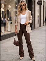 Dámské džíny s širokými nohavicemi a vysokým pasem, hnědé, FashionStreet UY3106