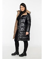 Černobéžová hrubší oboustranná dámská zimní bunda model 21245891 - MELYA MELODY Černobéžová hrubší oboustranná dámská zimní bunda model 21245891 - MELYA MELODY