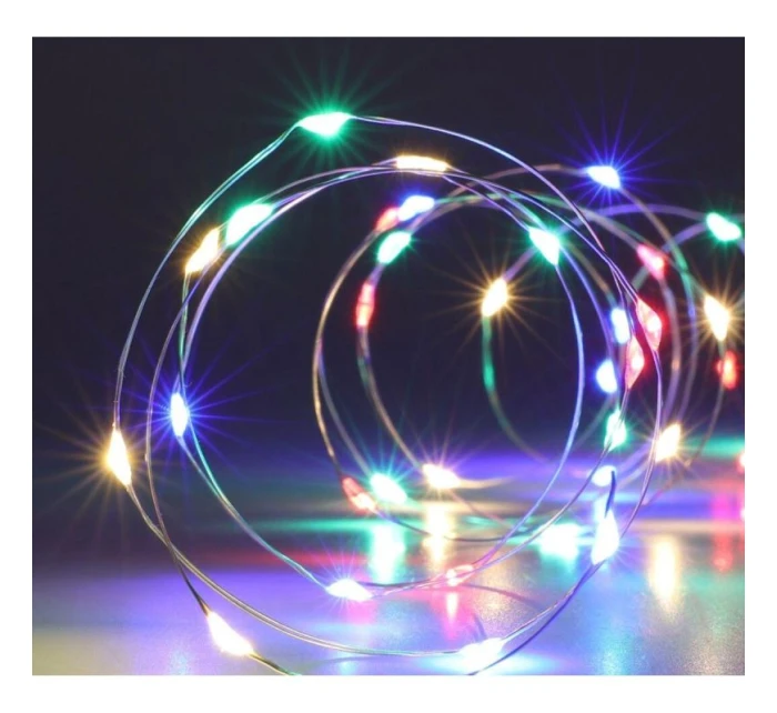 DRÁTĚNÁ SVĚTLA GIRLANDA NA BATERIE 80 VEDLA VÍCEBAREVNÁ