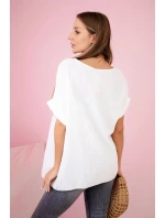 Mušelínová halenka s náhrdelníkem bílý