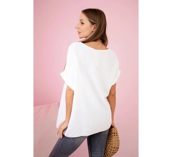 Mušelínová halenka s náhrdelníkem bílý