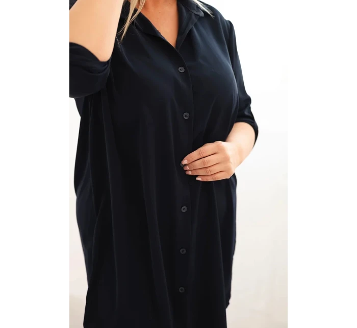 Dámská košilová šaty Plus Size s delším zadním dílem a rukávy model 21428149 - K-Fashion