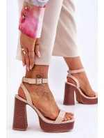 Kožené Sandály Na model 21620454 Platformě Béžové Marina - Boto Kožené Sandály Na model 21620454 Platformě Béžové Marina - Boto