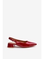 Lakované Baleríny Na Podpatku S  Bordové model 21670196 - Boto