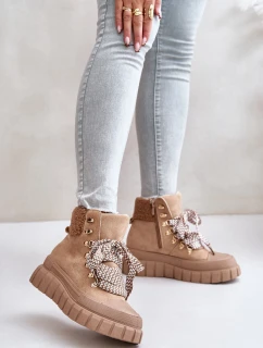 Dámské Zateplené Boty Trapery Na Platformě Hnědé model 21673064 - EVENTO