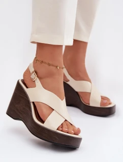 Dámské sandály z eko kůže na platformě Béžové model 21937453 - Boto
