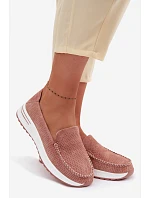 Růžové dámské semišové mokasiny Pevina Růžové dámské semišové mokasiny Pevina