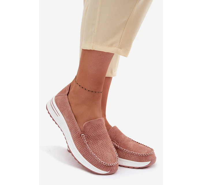 Růžové dámské semišové mokasiny Pevina Růžové dámské semišové mokasiny Pevina