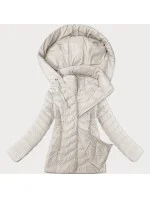 Dámská prošívaná bunda v barvě ecru s kapucí model 21001836 - J.STYLE