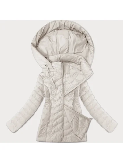 Dámská prošívaná bunda v barvě ecru s kapucí model 21001836 - J.STYLE