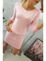 Viskózové šaty s vázáním v pase, pudrově růžové Viskózové šaty s vázáním v pase, pudrově růžové