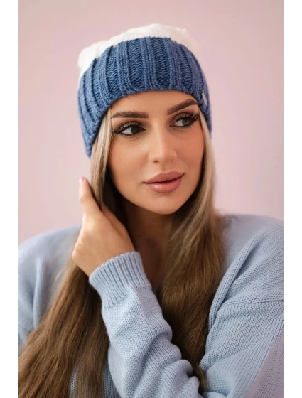 Paris fleecová čepice K212 bílá+džíny Paris fleecová čepice K212 bílá+džíny