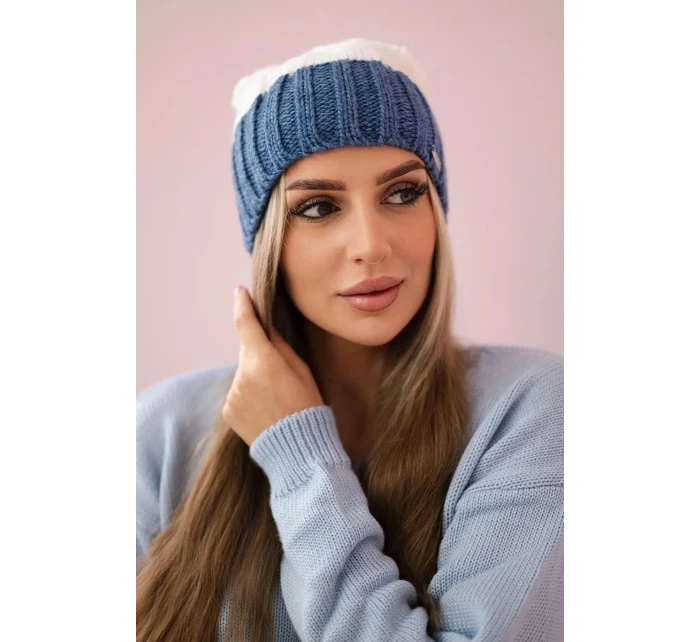 Paris fleecová čepice K212 bílá+džíny Paris fleecová čepice K212 bílá+džíny