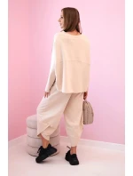 Bavlněná mikina kalhoty set tmavě béžová